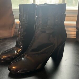 Black patent leather boots